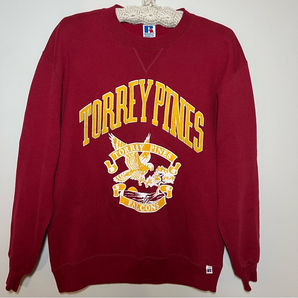 Vintage Torrey Pines San Diego Red Crewneck Sweatshirt Size Large Made in USA